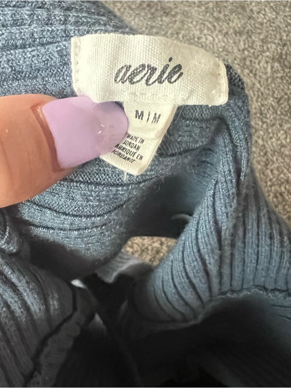 aerie Ribbed Wrap-Front Cami Top - Light Blue - Picture 4 of 5